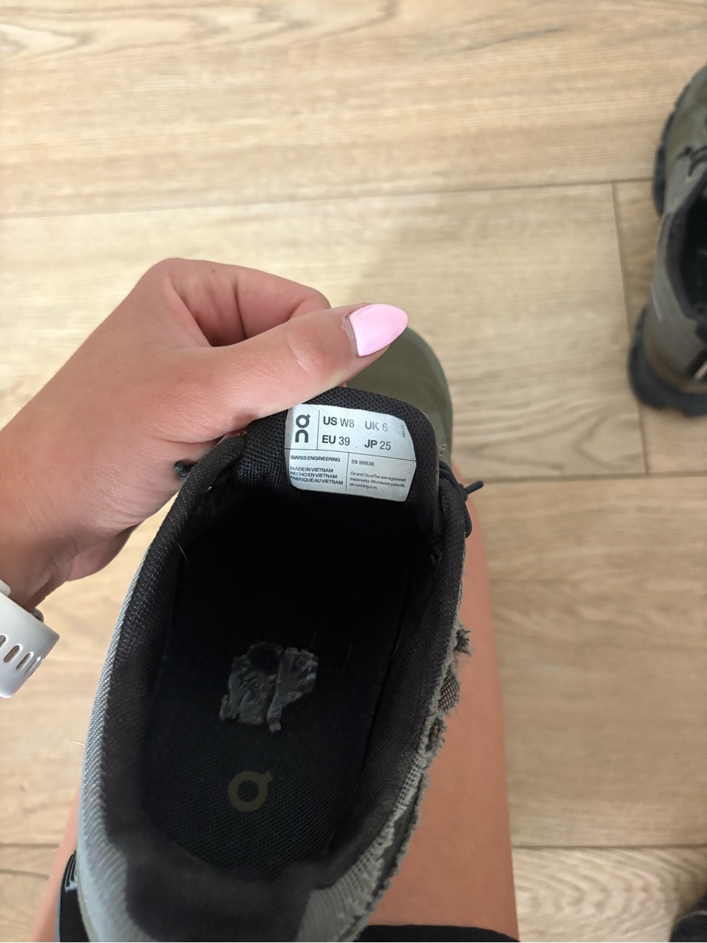 On Cloud Olive Green Women's Lightweight Sneakers - Picture 6 of 7